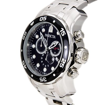 invicta / Pro Diver クォーツ腕時計/アナログ/ステンレス/BLK/SLV/SS/0069 Invicta 0069 Men's Pro Diver SS Black Dial Chronograph Watch