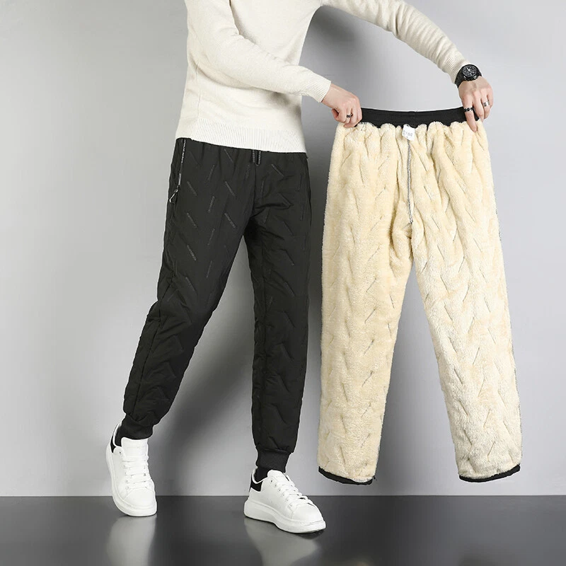 Winter Lambswool Warm Thicken Sweatpants Joggers Mens Casual