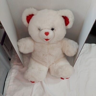 BEAR, 19 in tall, red hearts to feet,mouth nose, ears,PLUSH  BEAR Romantic bear