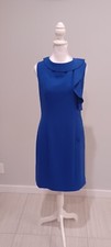 calvin klein royal blue Sz12 sheath dress ruffles Lined NWT
