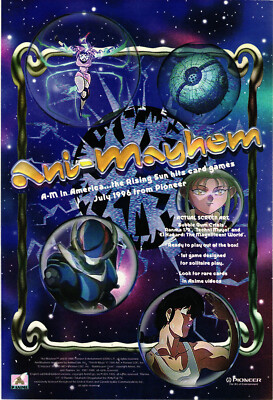 Ani-Mayhem Print Advert The Rising Sun Hits Card Games July 1996