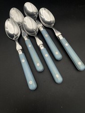 Washington Forge MARDI GRAS 5 Teaspoons WILLIAMSBURG BLUE Stainless Flatware