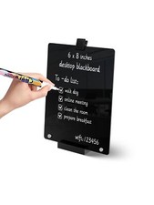 Black Acrylic Dry Erase Board with Stand 6x8" Desktop Marker Clip