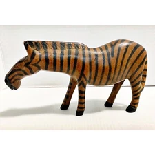 Carved Wood Zebra Sculpture Figure Safari Jungle Wild Animal Collectible Vintage
