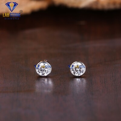 0.06 TCW Round Cut Diamond Earring 18k Rose/White Gold Labstone