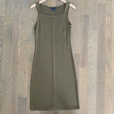 Vintage Ann Taylor Square Neck Maxi Dress in Olive Green Size 4