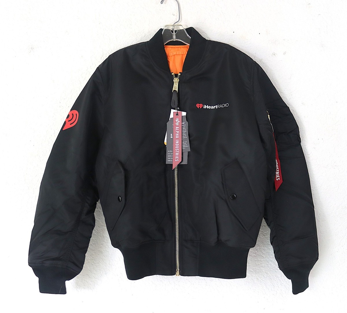 Bomber Jacket IHeart Radio Alpha Industries Black MA-1 NWT Size M