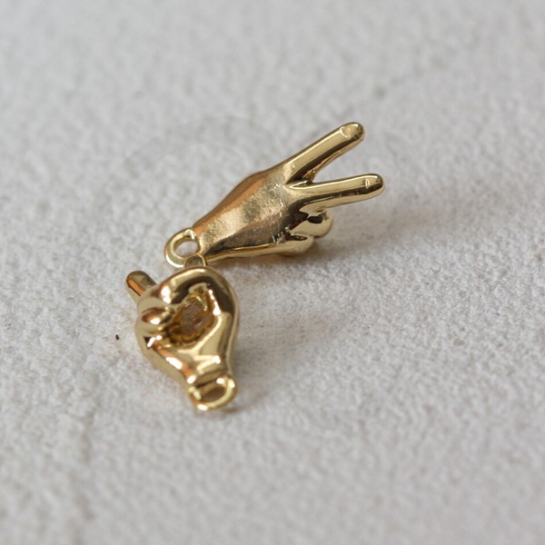 Alternate view of One Piece Premium Plated Hand Shape Charm (4648c)