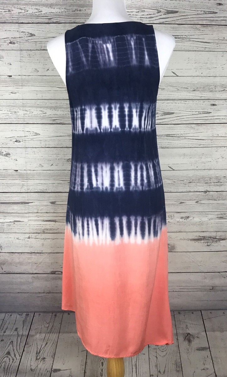 Splendid Women's Blue Coral Tie Dyed Sleeveless Hi / Low Hem Shift