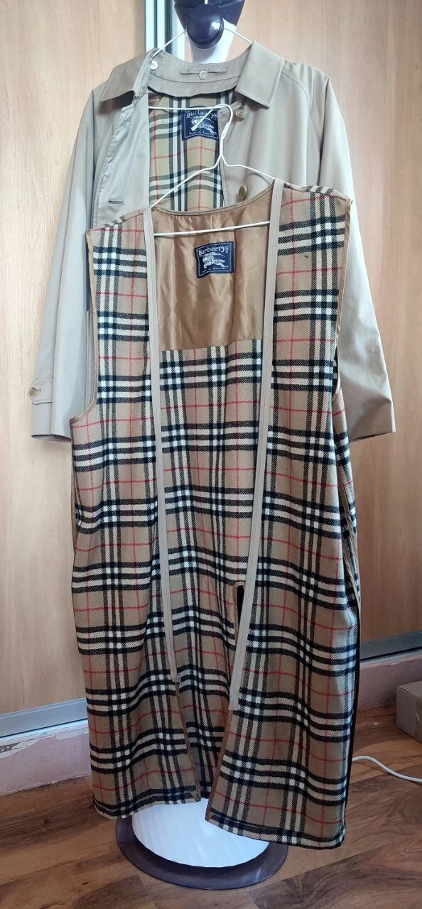 Burberry's London 2in1 cappotto lana vintage lungo trench nova check taglia M L 14