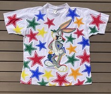 Vintage 80s 90s Bugs Bunny Looney Tunes AOP Graphic T-Shirt Made in USA XL