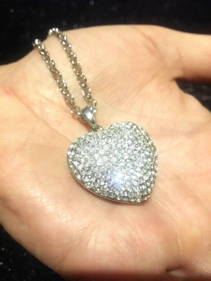Collana Cuore Gioielli Donna Argento Cristalli SWAROVSKI Originali Diamanti new - Immagine 4 di 4