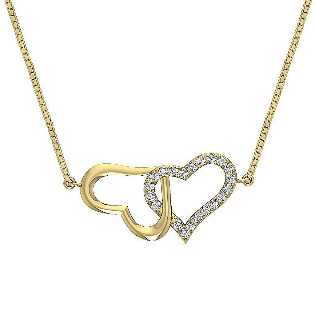 Heart Pendant Necklace Natural Diamond SI1 G 0.45 Carat 14K