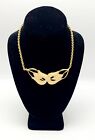 Vintage Monet Goldtone Collar Necklace With Peach Enamel Floral Design Marked