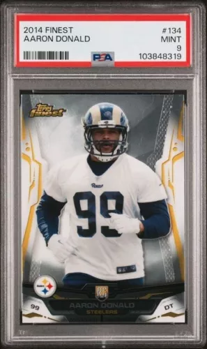 Aaron Donald 2014 Topps Finest RC PSA 9 #134 Rams B