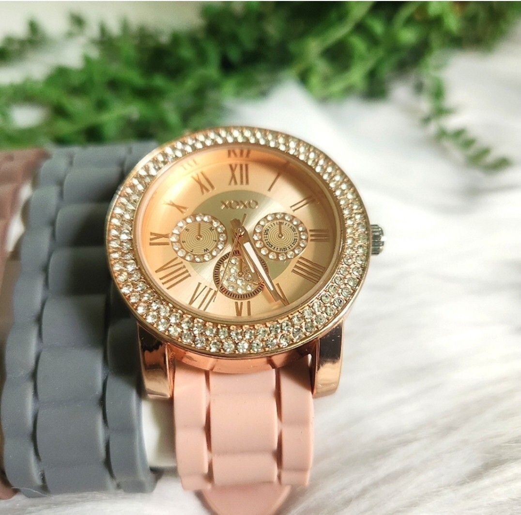 XOXO Rose Gold Plated Women's Watch With Interchangeable Silicone