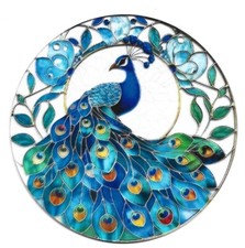 Simply Beautiful Peacock Suncatcher - Stained Acrylic Window Hanging Chain
