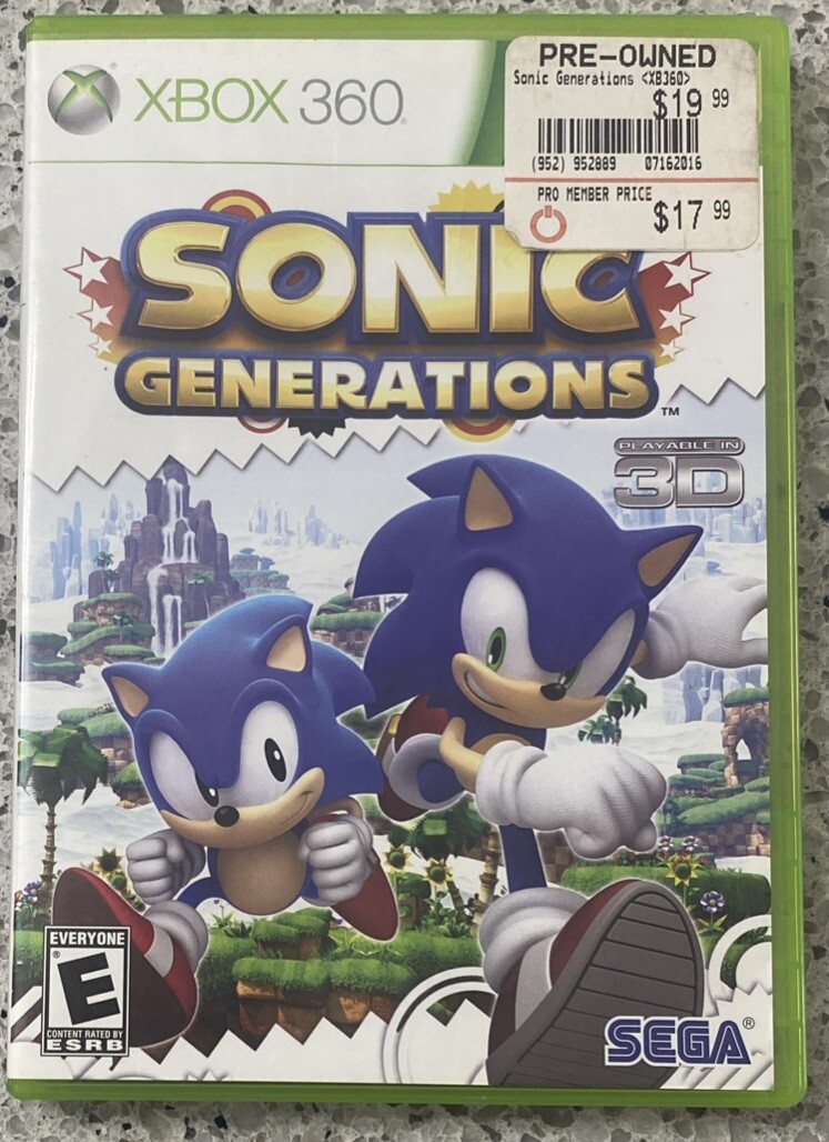 Sonic Generations Microsoft Xbox 360 Complete With Manual