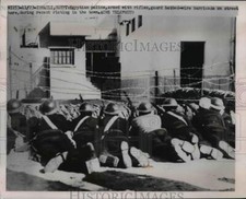 1951 Press Photo Egyptian Police Guard Barbed Wire Barricade During Riot