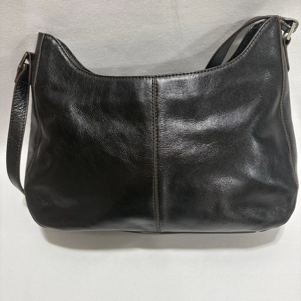 Bolso de hombro vintage de cuero marrón oscuro casi negro Etienne Aigner Y2K Foto 2 de 4