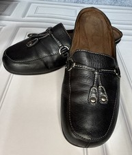 NATURAL SOUL by NATURALIZER Black Mule Loafers w/ Tassels Sz 7M Slip On
