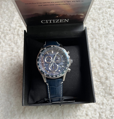 Citizen CB5918-02L Men's PCAT Atomic Time Perpetual Calendar Leather Band Watch