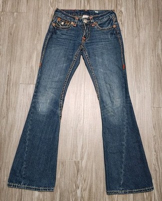 True Religion Joey Super T Stitch Jeans Denim Womens 26 Low Rise Flare Twist Y2K