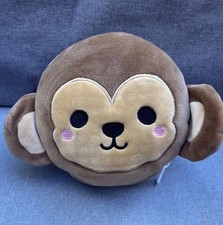 2 In 1 Travel Pillow Round Plush Neck Pillow with Eye Mask Set For Kids Monkey