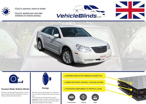 Thermal Blinds For Chrysler Sebring (2006-2011) 4 Door DARKS - Picture 1 of 19