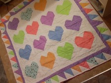 New Handmade Baby Quilt. These Hearts Are For You. Professionally Quilted