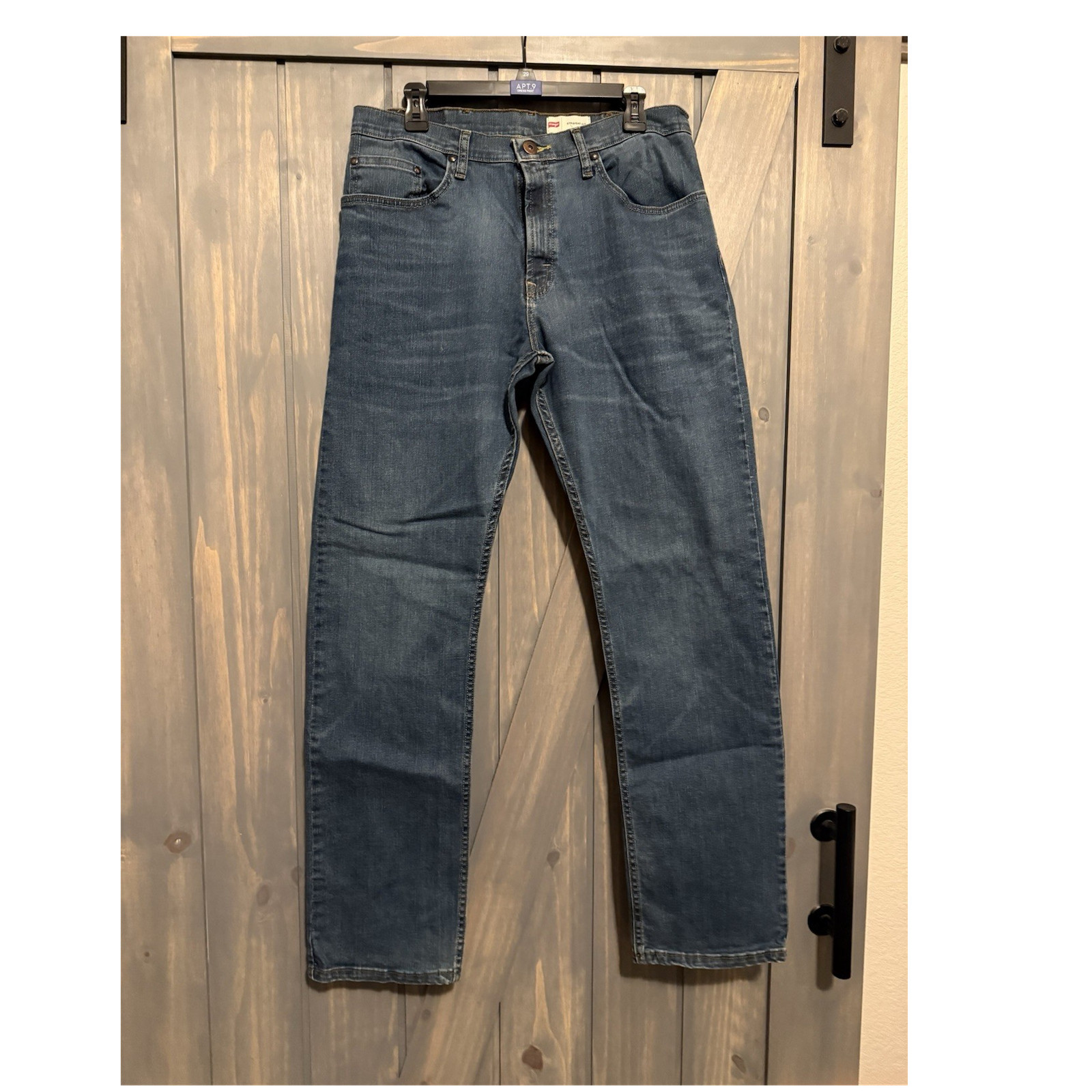 's Straight Fit Blue Medium Wash Stretch Denim Jeans 5-pocke