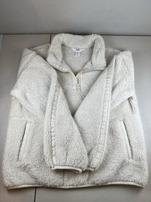 Athleta Girl 1/4 Zip Sherpa Fleece Pullover Athleisure XXL 16 BEIGE