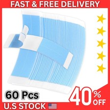 60 Pcs Waterproof Double-Sided Wig Tape for Lace Wigs Toupees Blue