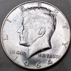 1964 D Kennedy Half Dollar 50C 90% SILVER UNC LOWER Mintage - .362 Oz of Silver