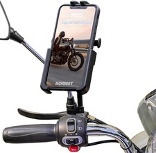 Motorcycle Phone Mount, Aluminum Alloy Scooter Cellphone Holder Moped Rearvie...