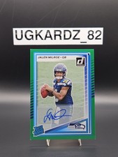 Jalen Milroe 2025 Donruss Green Press Proof Rated Rookie Auto #307 Seahawks
