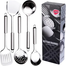 Stainless Steel Cooking Utensils Set, 5 Pcs Stainless Steel Kitchen Utensils Set