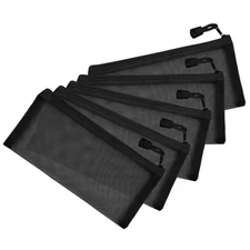 5 Pcs Black Zipper Mesh Bags 7.87x4 inch Cosmetic Organizer Pouch for Travel