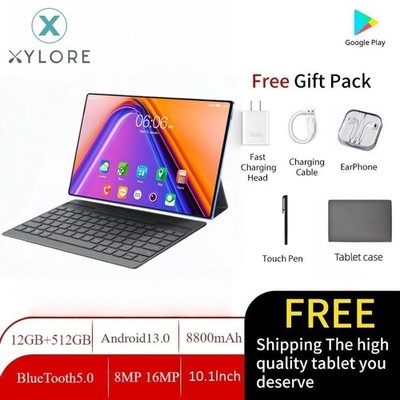 New 10.1 Inch Android Tablet 12G+512GB Dual SIM 4G/5G WiFi bundled Case Keyboard