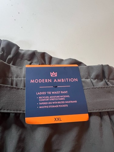 Neu mit Etikett Modern Ambition olivgrüne Freizeithose mit hohem Bund und Bindegürtel Damen XXL - Bild 8 von 9