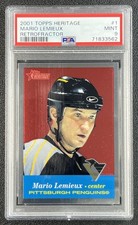 POP 3 MARIO LEMIEUX PSA 9 (1 HIGHER) 2001 TOPPS HERITAGE #1 RETROFRACTOR 397/558