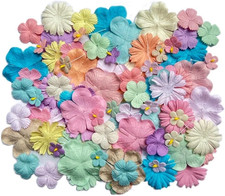 Mulberry Paper Flowers 100 PCS, Handmade Mixed Color Floral Embellishments for S