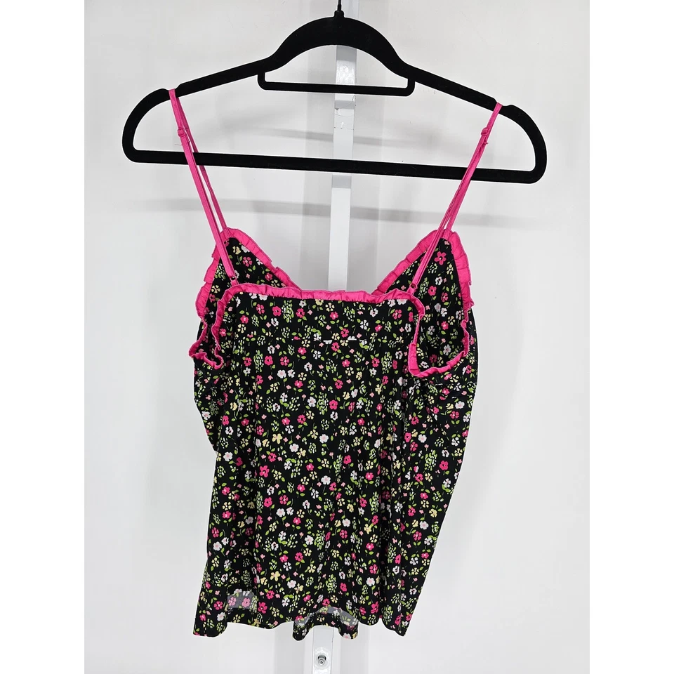 Jenni by Jennifer Moore Womens Sz M Pajama Set Black Floral Spaghetti Strap - Image 4 of 4