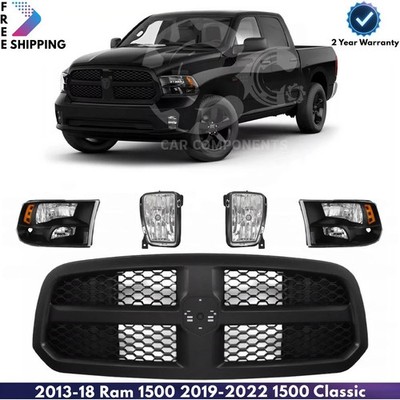 Front Grille Assembly Kit For 2013-18 Ram 1500 2019-2022 1500 Classic