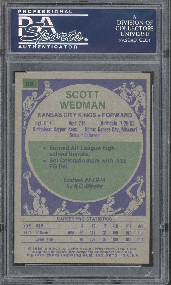 1975 Topps Basketball #89 Scott Wedman RC Rookie NM-MT PSA 8 - Image 2 of 2