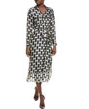 Tahari Women's Long Sleeve Midi Dress London Chain Black Size L