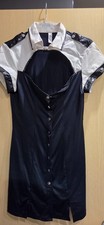 Sexy Ann Summers Black & White Police Officer fancy dress PVC Trim - Size 10-12