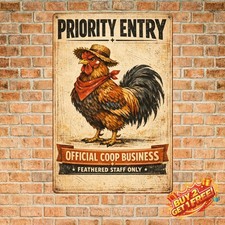 VIP Very Important Poultry Funny Chicken Coop Metal Sign 8x12 Wall Decor