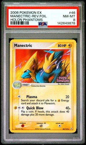 2006 POKEMON EX HOLON PHANTOMS #46 MANECTRIC-REVERSE FOIL PSA 8