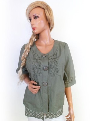 REPEAT Damen Geknöpfte Tunika Bluse Gr. L Baumwolle 100% 3/4 Ärmel Knöpfe